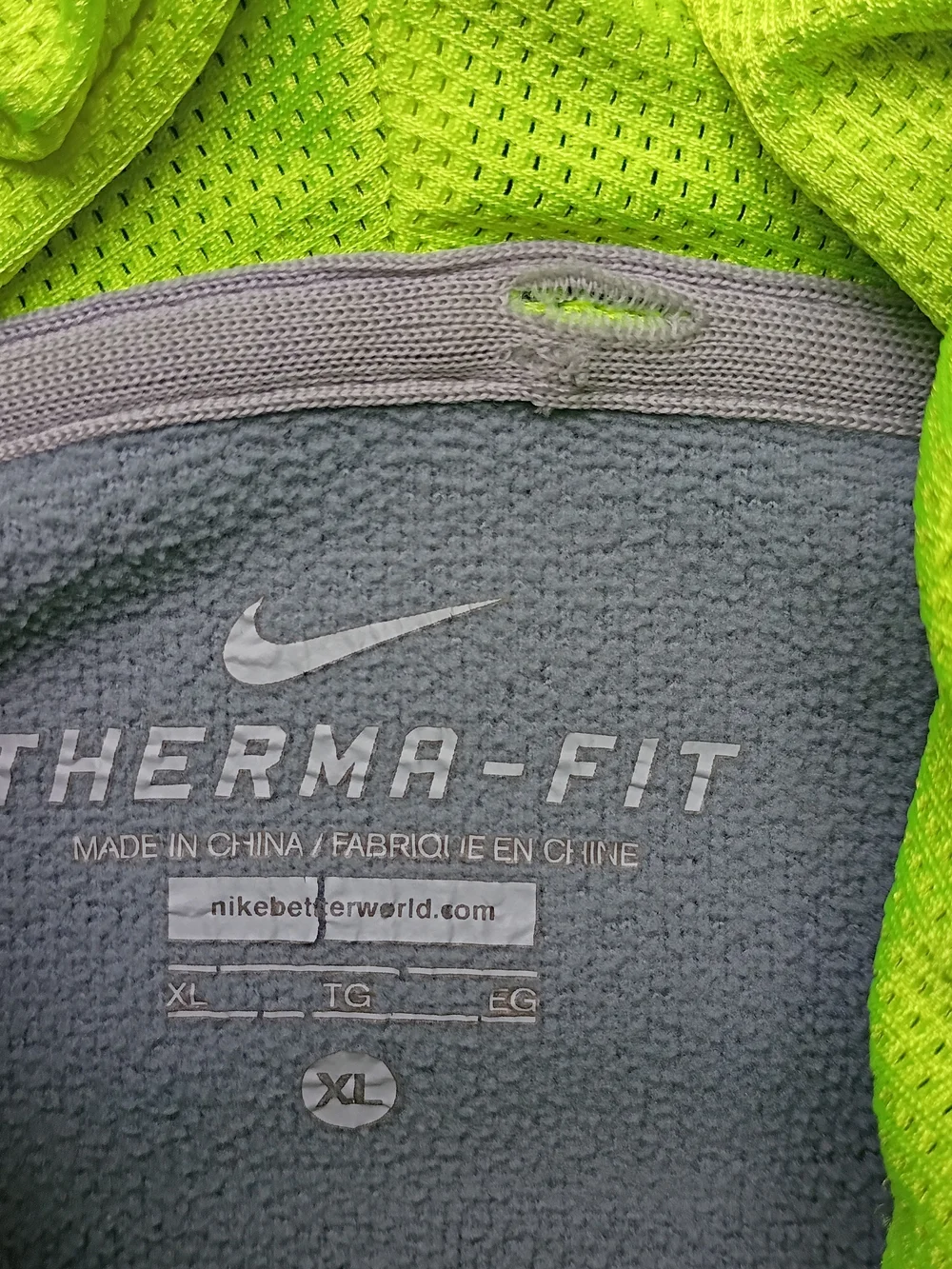 Nike Womens Therma Fit Fleece Hoodie XL Black Neon Green